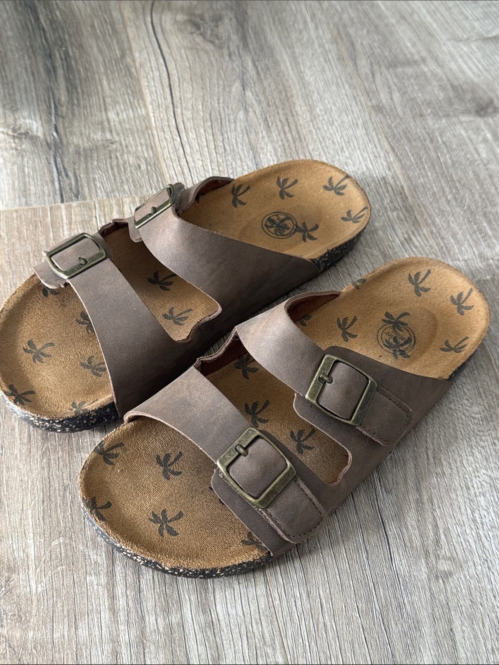 Wonder Nation Boys Double Buckle Brown Slide Sandals Size 6